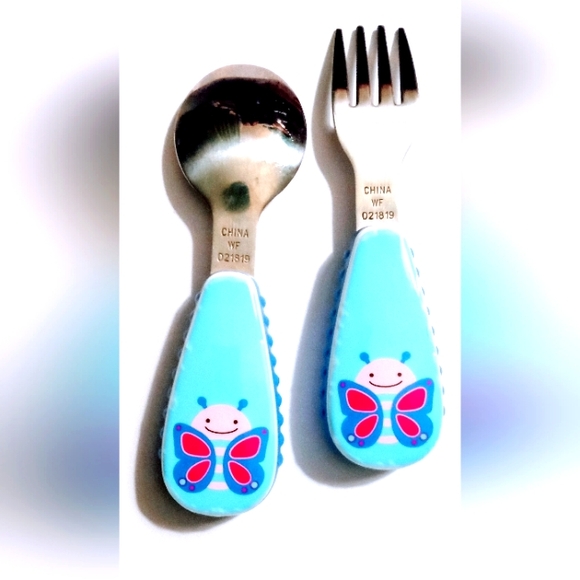 🦋 Skip Hop Zootensils Spoon & Fork Set - Cute Butterfly Motif  🦋 - Picture 3 of 8